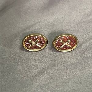 Vintage signed Anson cufflinks golf tees w leather goldtone